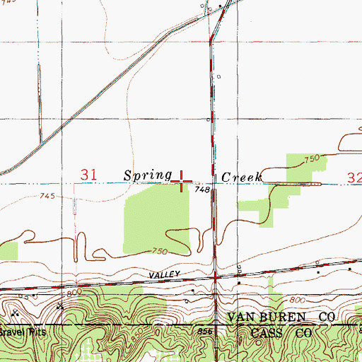 Topographic Map of Spring Creek, MI