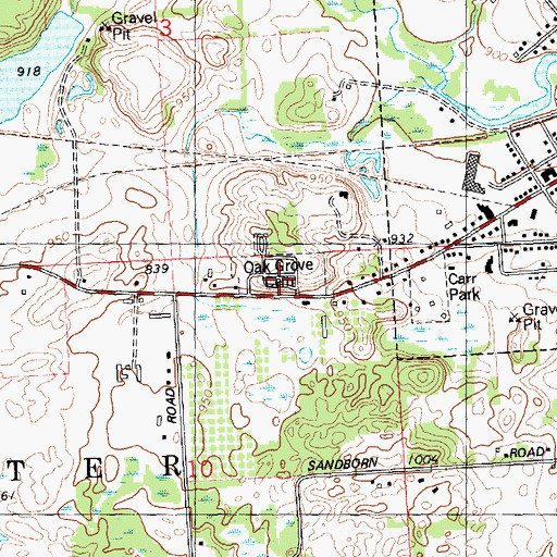 Topographic Map of Oak Grove Cemetery, MI