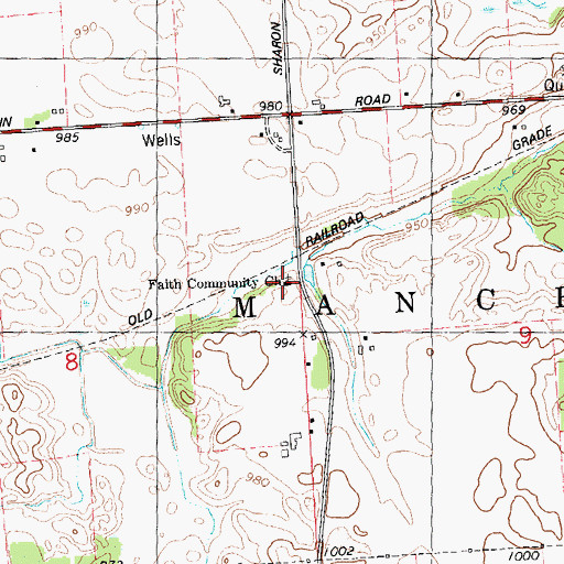 Topographic Map of Faith Community Church, MI