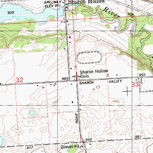 Topographic Map of Sharon Hollow Cemetery, MI