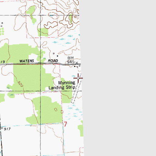 Topographic Map of Mynning Landing Strip (historical), MI