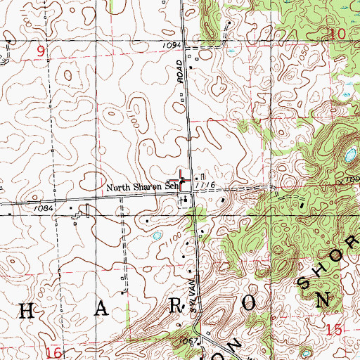 Topographic Map of North Sharon School, MI