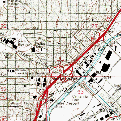 Topographic Map of Stonemen's Row Historic District, CO