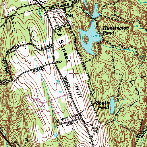Topographic Map of Sunset Hill, CT