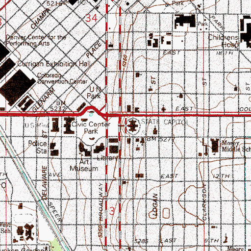 Topographic Map of Colorado State Capitol, CO