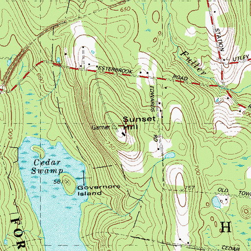 Topographic Map of Sunset Hill, CT