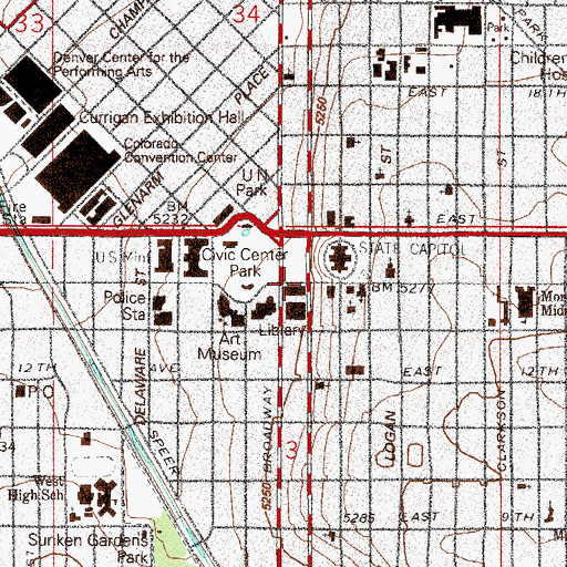 Topographic Map of Colorado Judicial Building, CO