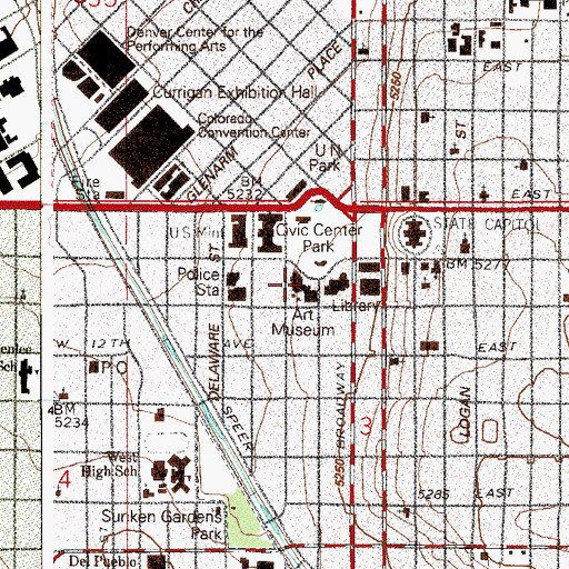 Topographic Map of Denver Art Museum, CO