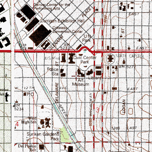 Topographic Map of Byers - Evans House Museum, CO