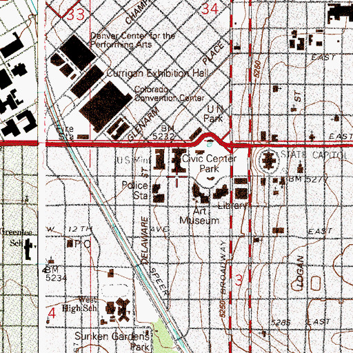 Topographic Map of Denver Permit Center, CO