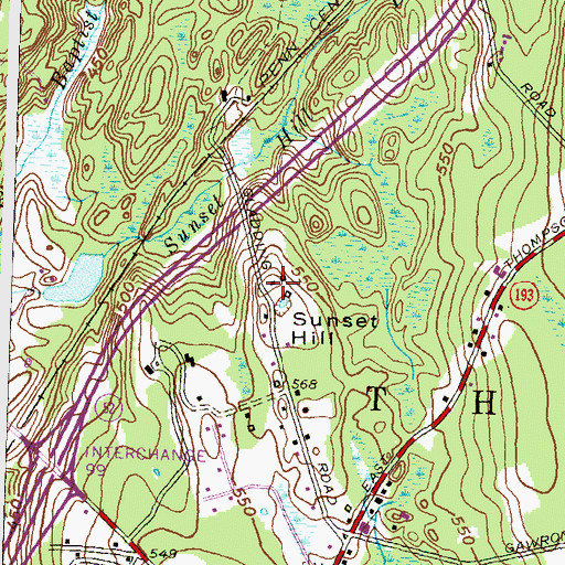 Topographic Map of Sunset Hill, CT