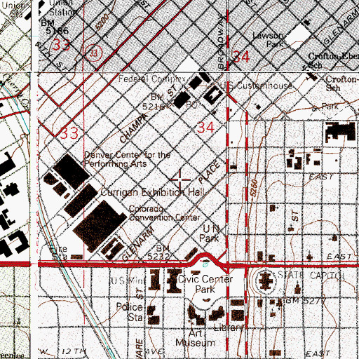 Topographic Map of Paramount Theater, CO