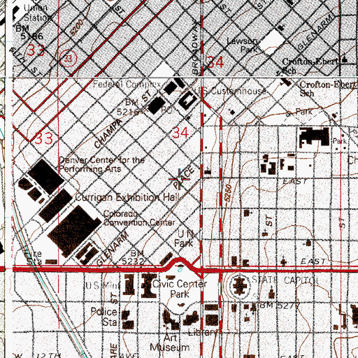 Topographic Map of Museum of Western Art (historical), CO