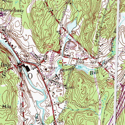 Topographic Map of Sunset Hill Brook, CT
