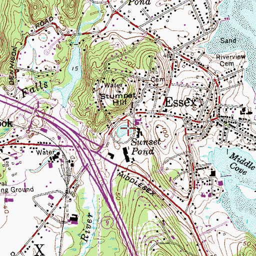 Topographic Map of Sunset Pond, CT