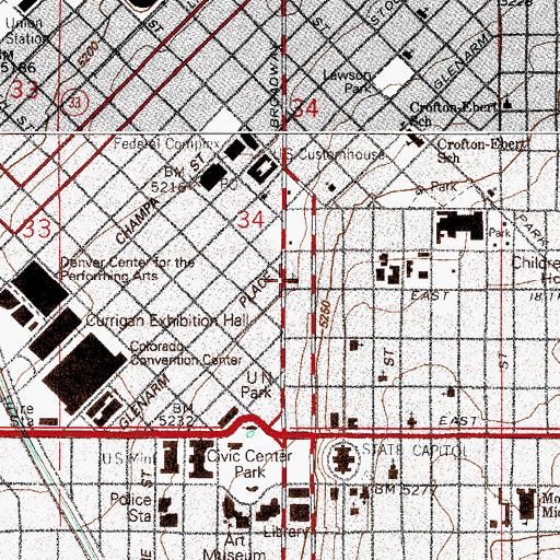 Topographic Map of Trinity United Methodist Church, CO