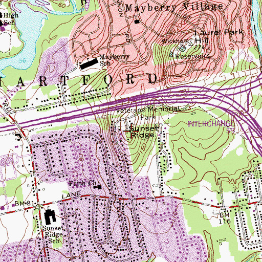 Topographic Map of Sunset Ridge, CT