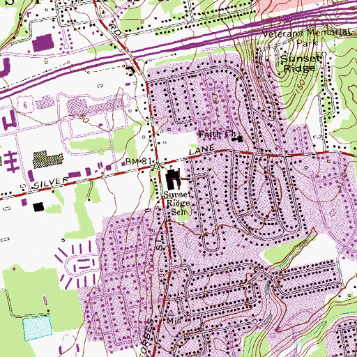 Topographic Map of Sunset Ridge School, CT