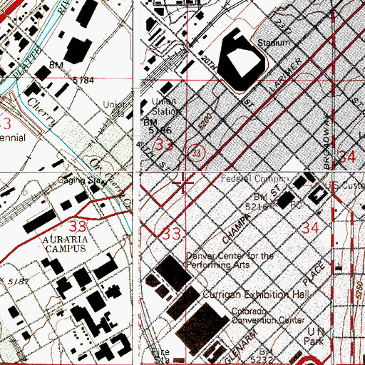 Topographic Map of Tabor Center, CO