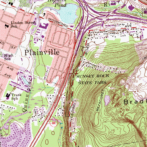 Topographic Map of Sunset Rock State Park, CT