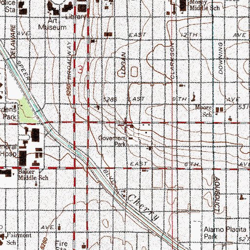 Topographic Map of The Governor's Residence at the Boettcher Mansion, CO