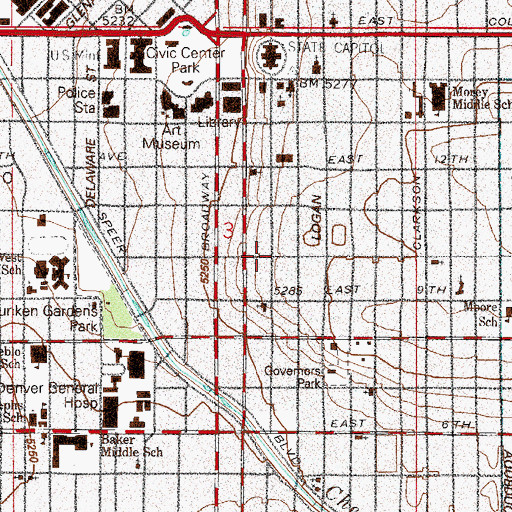 Topographic Map of Crawford Hill Mansion, CO