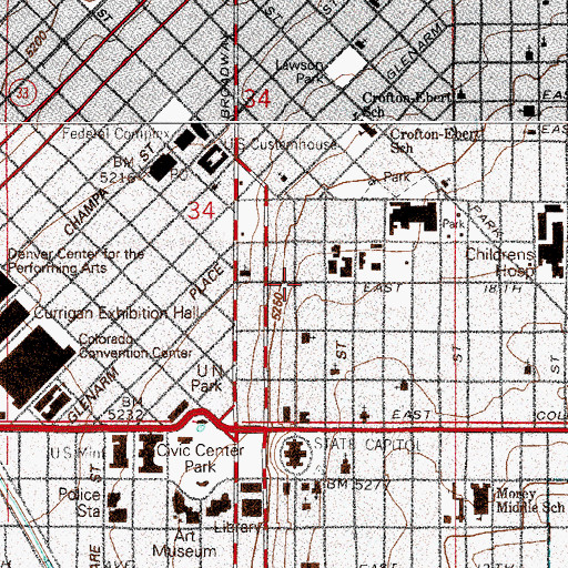 Topographic Map of Rocky Mountain Shrine Consistory, CO
