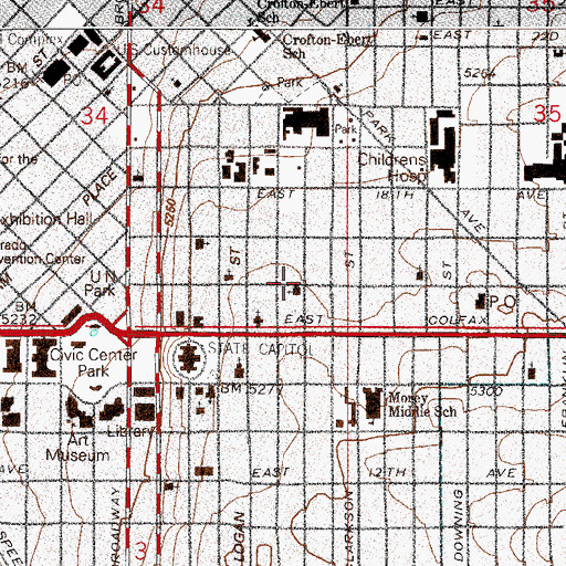 Topographic Map of Temple Emanuel (historical), CO