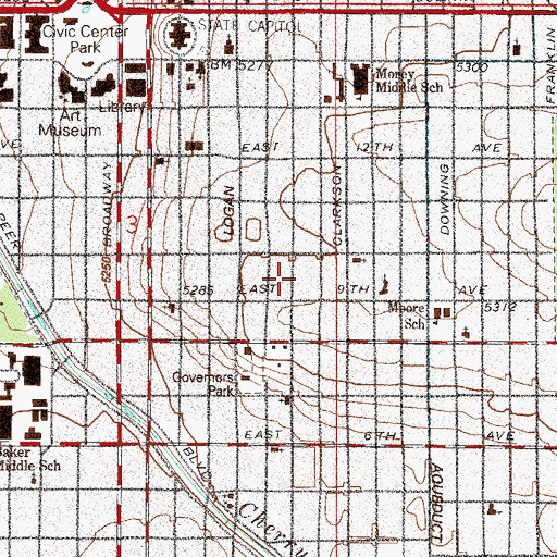 Topographic Map of Quality Hill Historic District, CO