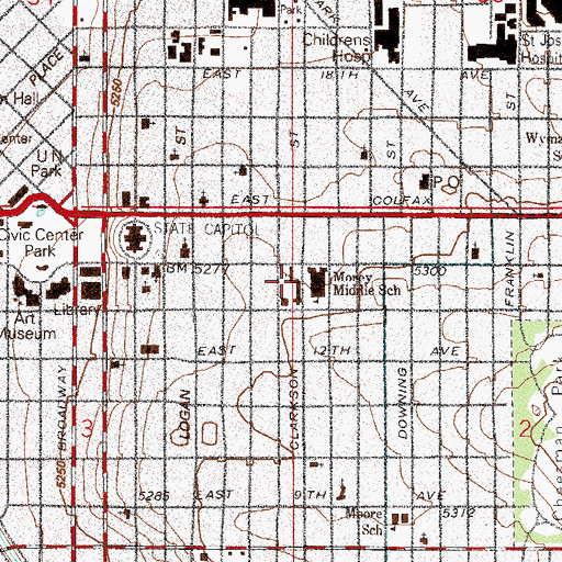 Topographic Map of Saint John's Episcopal Cathedral, CO