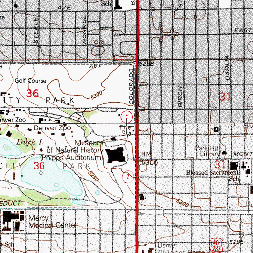 Topographic Map of Fire Station Number 18 (historical), CO