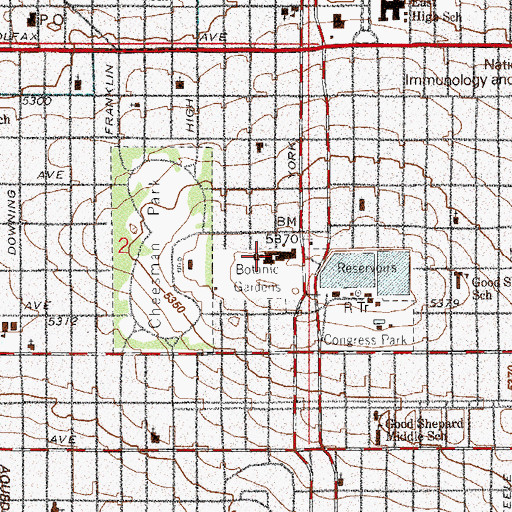 Topographic Map of Boettcher Memorial Center, CO