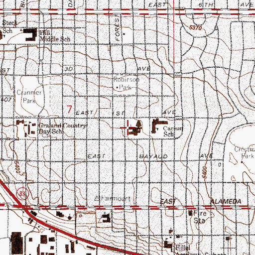 Topographic Map of Temple Emanuel, CO