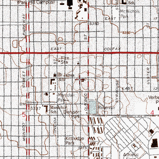Topographic Map of Saint Luke's Episcopal Church, CO