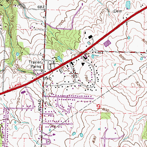 Topographic Map of Country Club Highlands, OH