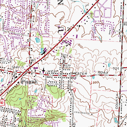 Topographic Map of Orchard Acres, OH