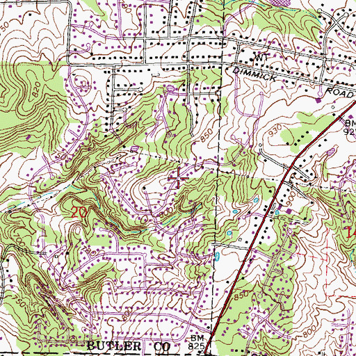 Topographic Map of Rolling Knolls, OH
