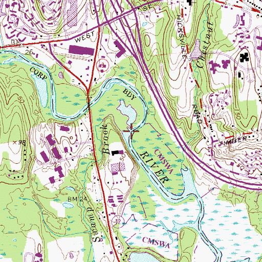 Topographic Map of Swamp Brook, CT