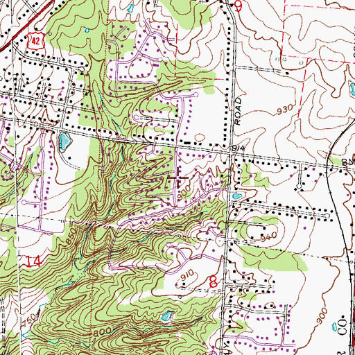 Topographic Map of The Woods, OH