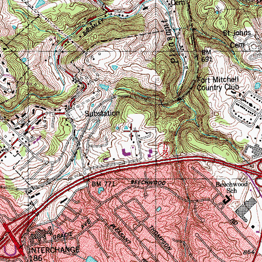 Topographic Map of General Ormsby Mitchell Park, KY