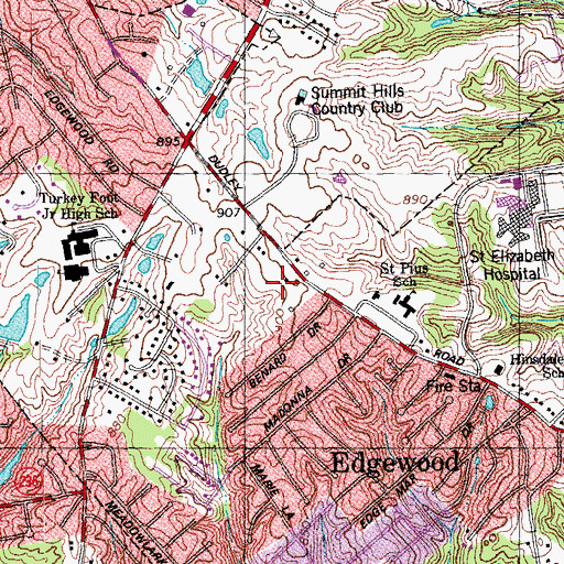 Topographic Map of President's Park, KY