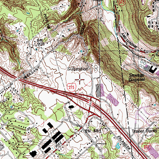 Topographic Map of Airport Exchange Business Park, KY