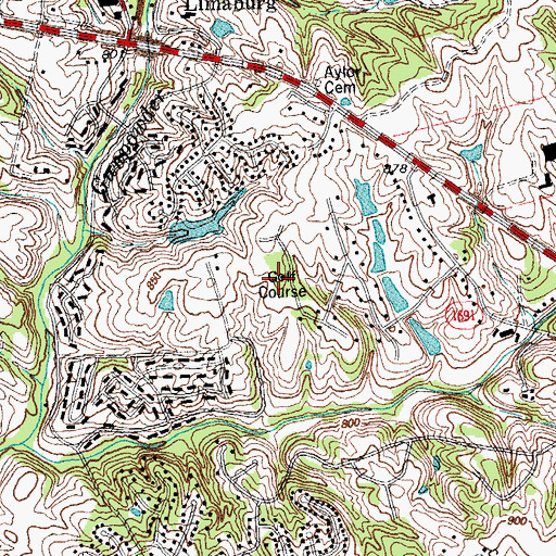 Topographic Map of Boone Links Golf Course, KY