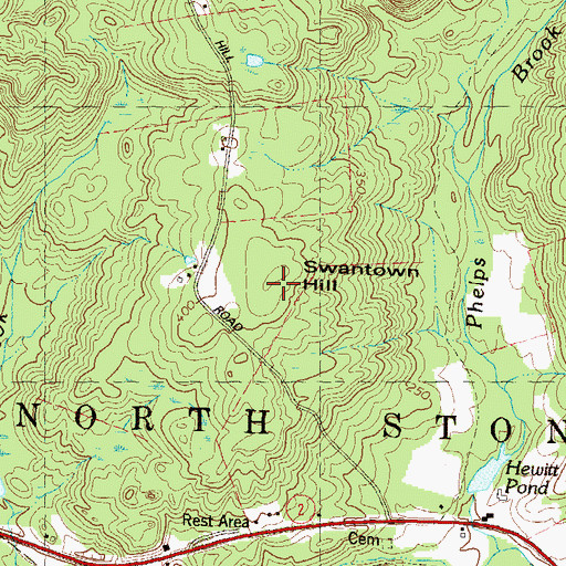 Topographic Map of Swantown Hill, CT