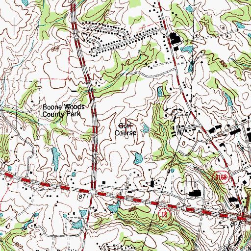 Topographic Map of Meadowood Golf Course, KY
