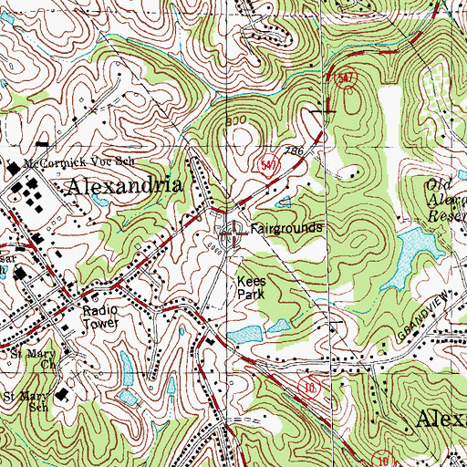 Topographic Map of Alexandria Fairgrounds, KY