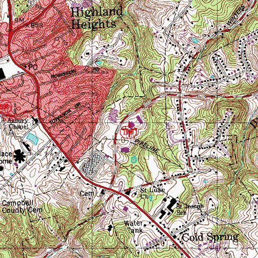 Topographic Map of Cold Spring Industrial Park, KY