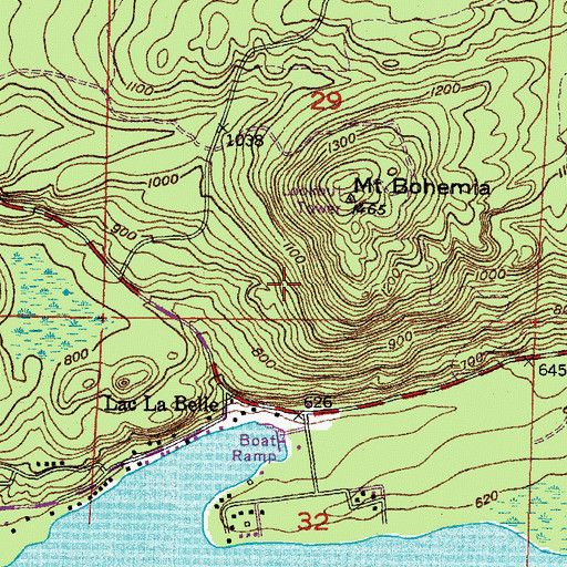 Topographic Map of Mount Bohemia Ski Area, MI