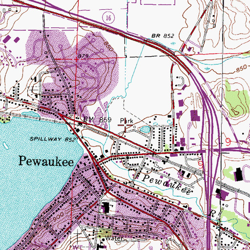 Topographic Map of Pewaukee Village Park, WI