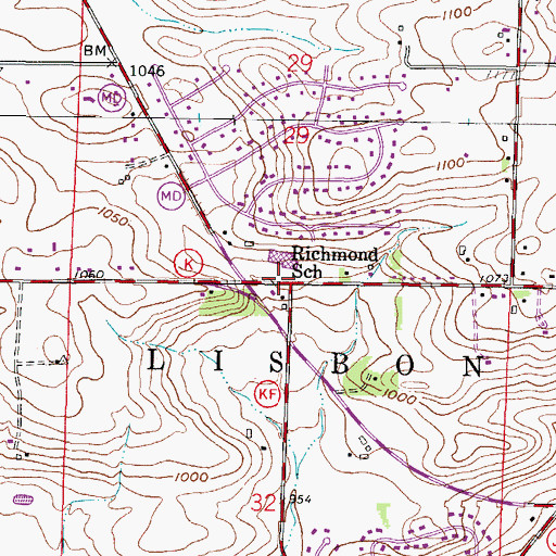 Topographic Map of Richmond School (historical), WI